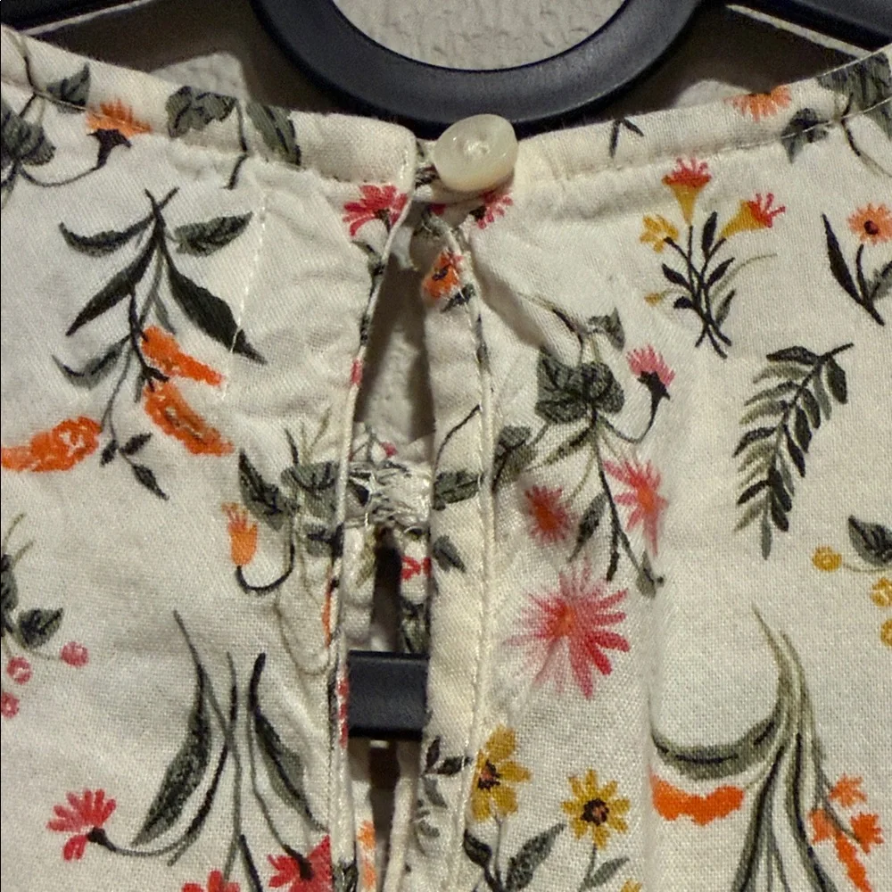 Old Navy Girls Cream Floral Swing Dress Prairie Boho Cotton Sz 5T‎ Long Sleeve
